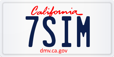 CA license plate 7SIM