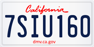 CA license plate 7SIU160