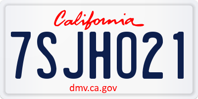 CA license plate 7SJHO21