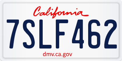 CA license plate 7SLF462