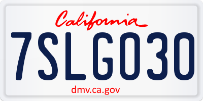 CA license plate 7SLGO30