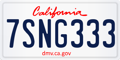 CA license plate 7SNG333