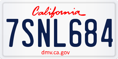 CA license plate 7SNL684