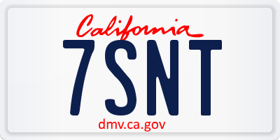 CA license plate 7SNT