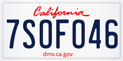 CA license plate 7SOFO46