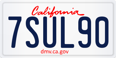 CA license plate 7SUL90