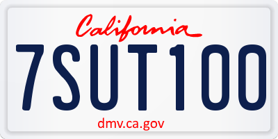 CA license plate 7SUT100