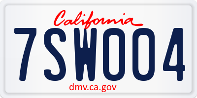 CA license plate 7SW004