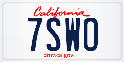 CA license plate 7SWO