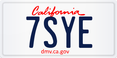 CA license plate 7SYE