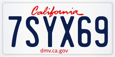 CA license plate 7SYX69