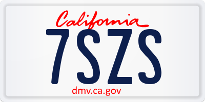 CA license plate 7SZS