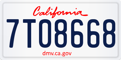 CA license plate 7T08668