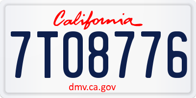 CA license plate 7T08776