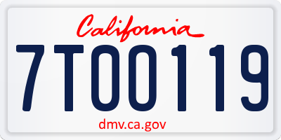 CA license plate 7T0O119