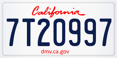 CA license plate 7T20997