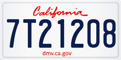 CA license plate 7T21208