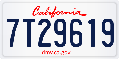 CA license plate 7T29619