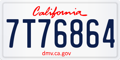 CA license plate 7T76864