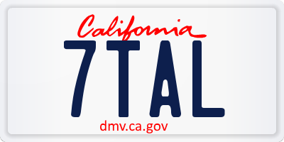 CA license plate 7TAL