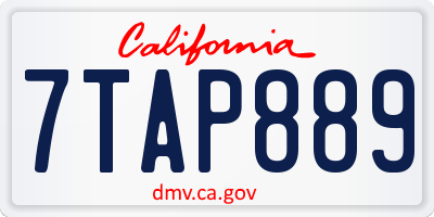 CA license plate 7TAP889