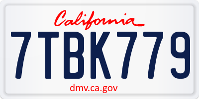 CA license plate 7TBK779