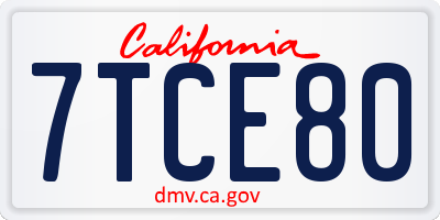 CA license plate 7TCE80