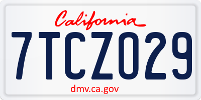 CA license plate 7TCZO29