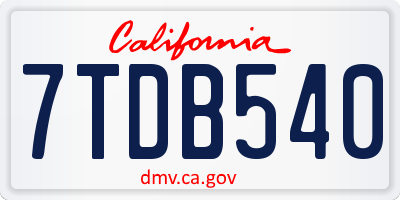 CA license plate 7TDB540