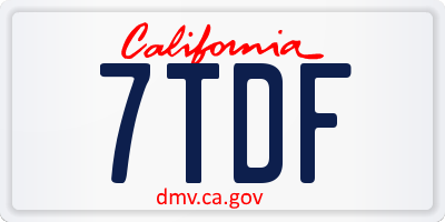 CA license plate 7TDF