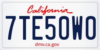 CA license plate 7TE50W0