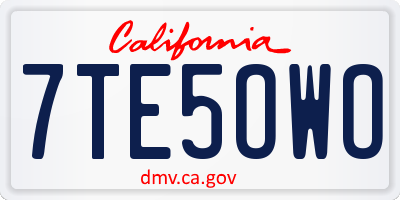 CA license plate 7TE5OWO