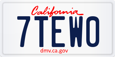 CA license plate 7TEW0