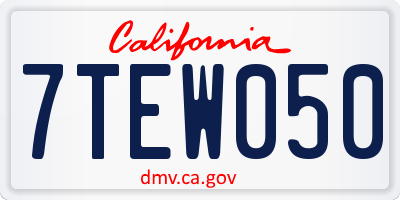 CA license plate 7TEW050