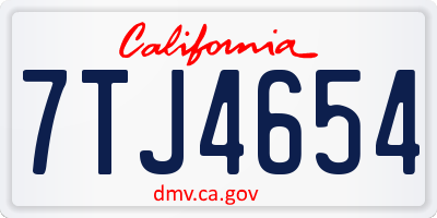 CA license plate 7TJ4654