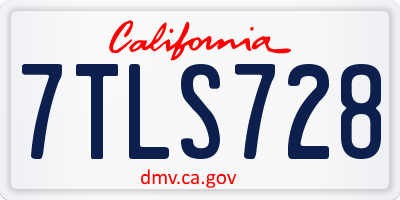 CA license plate 7TLS728