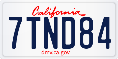 CA license plate 7TND84