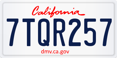 CA license plate 7TQR257