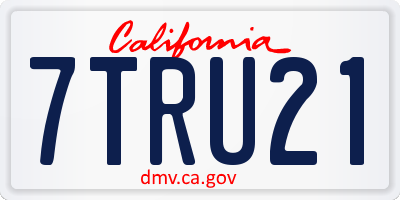 CA license plate 7TRU21