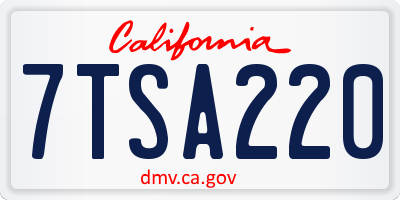CA license plate 7TSA220