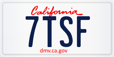 CA license plate 7TSF