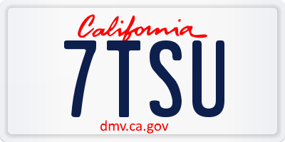 CA license plate 7TSU