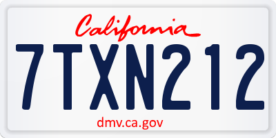CA license plate 7TXN212