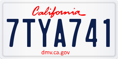 CA license plate 7TYA741