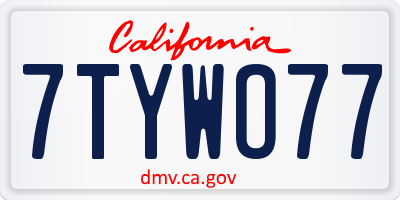 CA license plate 7TYWO77