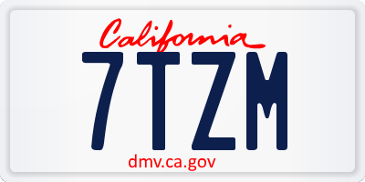 CA license plate 7TZM