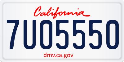 CA license plate 7U05550