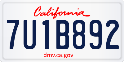 CA license plate 7U1B892