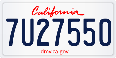 CA license plate 7U27550