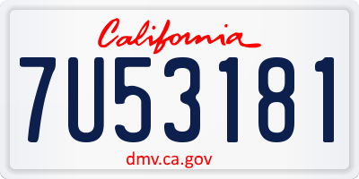 CA license plate 7U53181